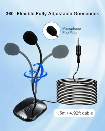 3.5mm Gooseneck Desktop Microphone Mute Switch 4.92ft Cord