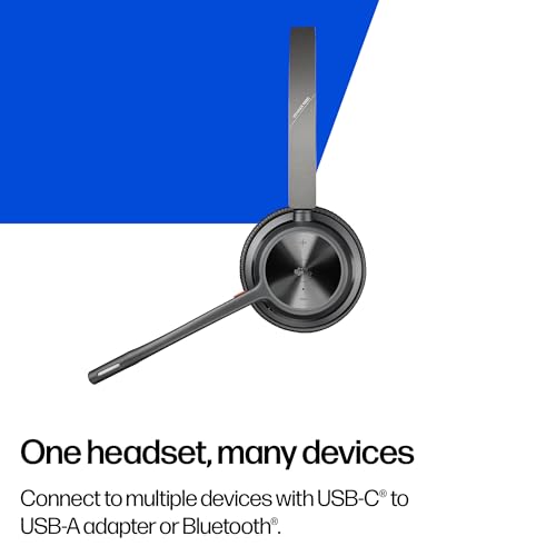Poly Voyager 4320 UC Wireless Headset & Charge Stand (Plantronics) - Stereo Headphones w/Noise-Canceling Boom Mic - Connect PC/Mac/Mobile via Bluetooth (Renewed)