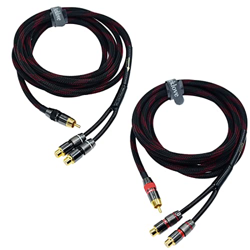 Arklove 5ft Shielded RCA Splitter Subwoofer Stereo Audio Video Cable 1 Male to 2 Female Dual Speaker Y Adapter Connector Extension Cord 24k Gold Plated(2 Pack) - size: 5ft, style: rca 1male to 2female