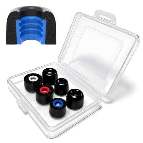 Memory Foam Replacement Earbuds Tips Universal Threaded Grip for 4.5mm-6mm | 3 Pairs Sport Anti-Slip Foam Ear Tips, Noise Isolating, Secure Fit, with Storage Box - size: 4.5mm-LMS