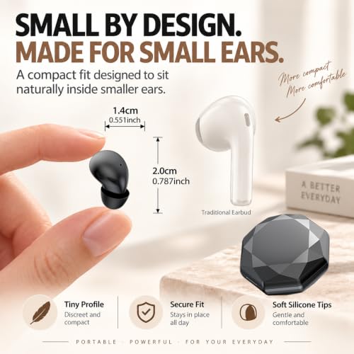 Invisible Sleep Earbuds for Side Sleepers, Ultra-Small Wireless Bluetooth, Mini Headphones with 24H Playtime, Diamond-Cut Case, Black - color: Black