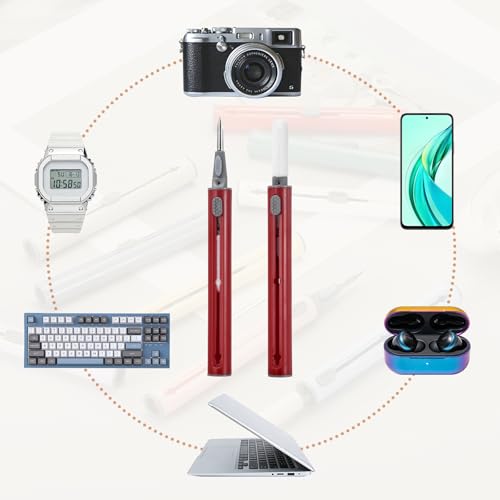 4PCS Earphone Cleaner Kit - Ultra Portable Multi-Function Cleaner Kit Soft Brush for Bluetooth Earphones Case Cleaning Tools, Burgundy - color: Burgundy