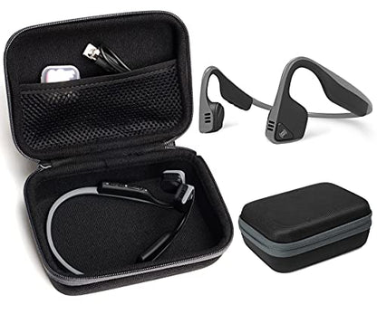 Protective case for Shokz openrun, openrun pro, openrun Mini, openmove, opencomm, Aftershokz Aeropex, OpenMove, Trekz, Trekz Mini, Trekz Air, Bluez 2, 2S; - color: Black with gray zip