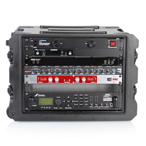 Gator Cases Pro Series 19" Depth 8U Rolling Rack Case with Recessed Wheels, Black - size: 8U Rack Space, style: Rolling Rack - 19" Deep