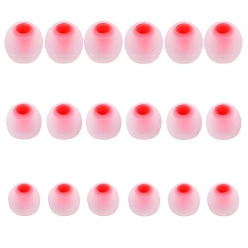 실리콘 이어버드 팁 - 대부분의 인이어 이어버드에 적합 (내부 구멍 3.8mm -5.1mm) - 9쌍 S M L - color: 레드/투명