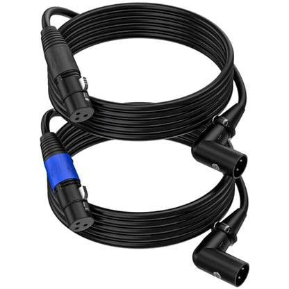 LanSenSu Right Angle XLR to Straight XLR Cable, 90-Degree to Straight Male Balanced Cord, 3-Pin (Right Angle, 6.6FT, 2Pack) - style: Right Angle -Male-6.6FT