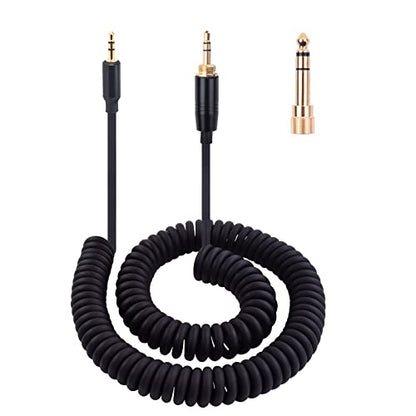 Alitutumao QC45 Coiled Headphones Audio Cable 2.5mm to 3.5mm & 6.35mm Aux Cord Compatible with Bose Quietcomfort QC45 QC35 NC700 On-Ear 2/OE2i/Soundtrue/Soundlink Headphones, 6.35mm Adapter Included