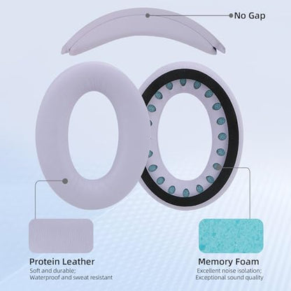 Ear Cushions and Headband Cushion Foam for Bose QuietComfort 35 45 (QC35 QC45) Headphones Accessories Easy to Install (Purple) - color: Purple
