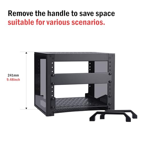 GeeekPi 4U Server Rack, 10 inch Mini Network Rack for Network, Servers, Audio, and Video Equipment, DeskPi RackMate T0 Rackmount, 7.87 inch Depth - color: Black