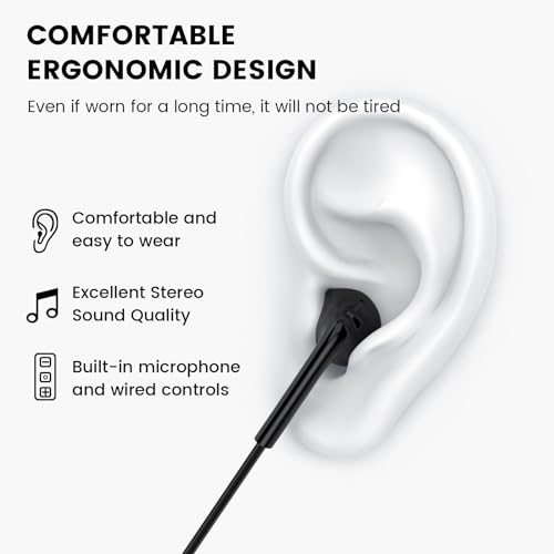 Wired Earbuds with Microphone,Wired Earphones in Ear Headphones HiFi Stereo | 3.5mm Jack in Ear Headphones with Microphone iPhone/Samsung/Android/MP3/MP4/Computer/Laptop,for school,office,gaming,travel - color: Black, size: 1 pack
