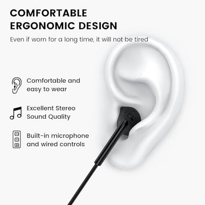 Wired Earbuds with Microphone,Wired Earphones in Ear Headphones HiFi Stereo | 3.5mm Jack in Ear Headphones with Microphone iPhone/Samsung/Android/MP3/MP4/Computer/Laptop,for school,office,gaming,travel - color: Black, size: 2 pack