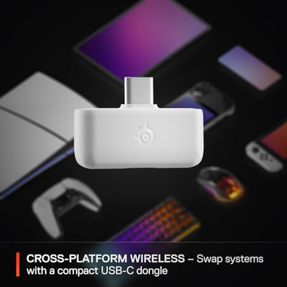 SteelSeries Arctis Nova 5 Wireless Multi-System Gaming Headset — White — Neodymium Magnetic Drivers — 100+ Audio Presets — 60 HR Battery — 2.4GHz or BT — Gen2.X Mic — PC, PS5, PS4, Switch, Mobile - color: White, style: PC