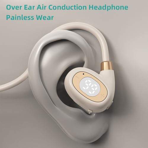 IHAO Open Ear Air Conduction Headset Wireless Bluetooth Sport Headphones with Mic Earphone Lightweight Painless Wearing Sweatproof Earpiece Stereo Earphone for Running Hiking Bicycling-HY 30 Off-White - color: HY 30 Off-White