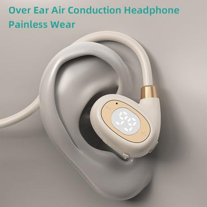 IHAO Open Ear Air Conduction Headset Wireless Bluetooth Sport Headphones with Mic Earphone Lightweight Painless Wearing Sweatproof Earpiece Stereo Earphone for Running Hiking Bicycling-HY 30 Off-White - color: HY 30 Off-White