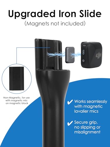 YOUSHARES Handheld Interview Microphone Holder - Iron Magnetic Slide Rail Compatible wit DJI Mic Mini / 2&Rode Wireless Go II/PRO&Insta360 Mic Air, Universal Lavalier Wireless Microphones - color: Style_B