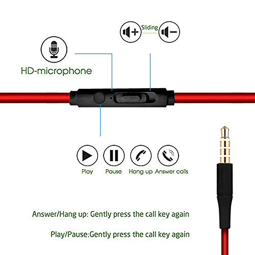 NEM Universal in-Ear Sport Headphones, Noise Isolating Sweatproof Earbuds with Mic & Remote, Adjustable Earhook Wired Stereo Earphones for Running, Gym Workout, Compatible with iPhone & Samsung