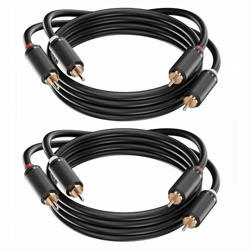 2 Pack RCA Cable，5FT，Black，2 RCA Male to 2 RCA Male Stereo Audio Cable for Home Theater, HDTV, Gaming Consoles, Hi-Fi Systems - size: 5 FT