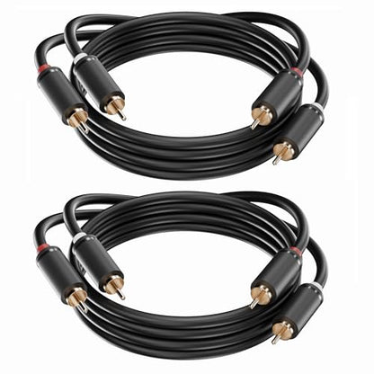 2 Pack RCA Cable，5FT，Black，2 RCA Male to 2 RCA Male Stereo Audio Cable for Home Theater, HDTV, Gaming Consoles, Hi-Fi Systems - size: 5 FT