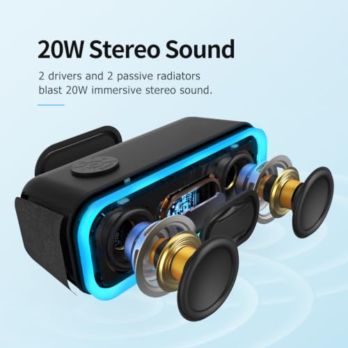 DOSS SoundBox Pro Bluetooth Speaker, 20W Stereo Sound, Active Extra Bass - color: Black