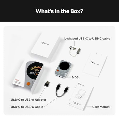 Fosi Audio MD3 Portable HiFi Headphone Amp DAC Magnetic Amplifier Mini USB C Silver - color: Silver