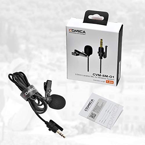 COMICA CVM-SM-O1 Lavalier Lapel Microphone, Omnidirectional TRS Clip-on Condenser Mic Compatible with DSLR Camera BoomX-D/Sennheiser and Other Wireless Transmitter,Lav Mic for Video Recording