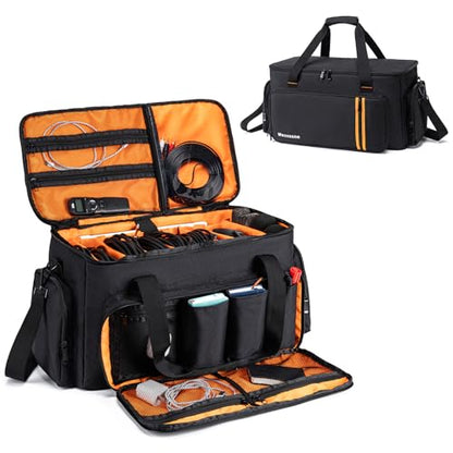 Mecozone DJ Gig Bag with 8 Detachable Dividers, DJ Cables Bag，Black