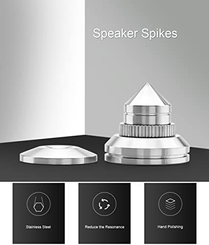 4 Sets Speaker Isolation Stand Feet, Stainless Steel Speaker Base Pads, Shockproof 28-32mm Adjustable Speaker Vibration Absorber Spike Cone Mats for Amplifier Turntable DAC Recorder CD (27x29x5MM) - size: 27x29x5MM