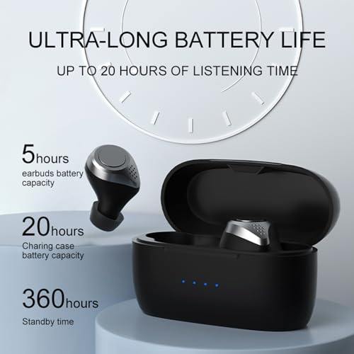 Xmenha Mini Black Blue Tooth Ear Buds for Small Ears TWS True Wireless Earbuds for Small Ear Canals Discreet Small Earbuds Micro Mini Ear Buds Hidden for Work in Ear Headphones for iPhone Android