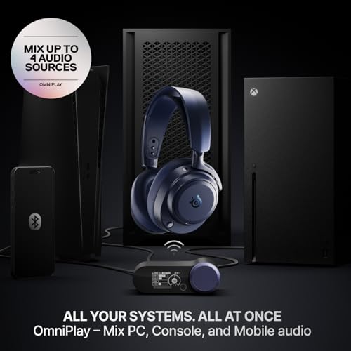 SteelSeries Arctis Nova Pro Omni - Hi-Res Wireless Gaming Headset, 96kHz/24bit, ANC, ClearCast Pro Mic, AI Noise Rejection, Mobile App, Mix 2.4GHz + BT, OmniPlay PC+PlayStation+Xbox - Midnight Blue - color: Midnight Blue
