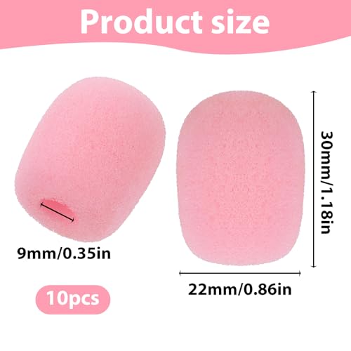 10 Pcs Pink Microphone Windscreen Covers Foam High Density Headset Mic Foam Cover High Density Lapel Headset Microphone Windscreen