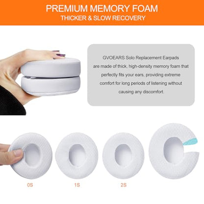Replacement Ear Pads for Beats Solo 3 - Cooling Earpad Cushions for Solo 2 | Solo On-Ear Headphones Covers with Strong Adhesive Memory Foam (White) - color: White Cooling