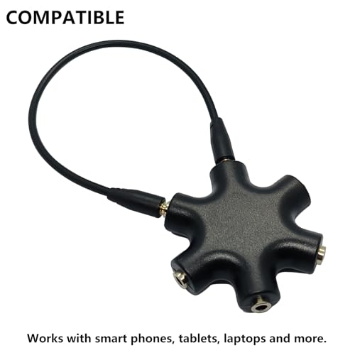5-Jack Audio Headphone Splitter 5 Way for 3.5mm Devices Multi Earphone Splitter Adaptor 5 Ports Female Connector Adapter (2 Packs) - size: 2 packs