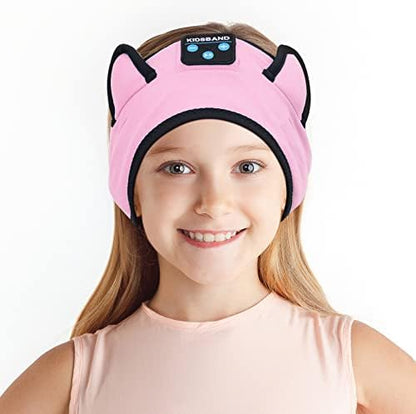 KIDSBAND Kids Headphones, Bluetooth Headphones for Kids with Wired Playback 3.5 MM Jack for School,Foldable Cat Ear Headset for Girls Boys Children,Kindle Tablet Cellphones Airplane Travel - color: Pink