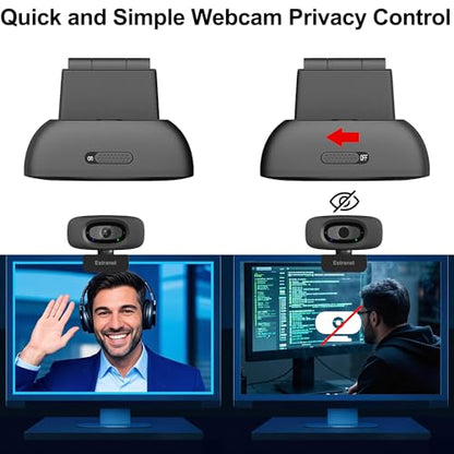 2K Quad HD Webcam with Privacy Cover & Noise-Canceling Microphone & USB C Adapter, Video Web Streaming Camera for PC Computer Desktop Laptop Mac Zoom Teams &More, 2pcs Cable Organizer - style: Webcam + 2pcs Cable Organizer
