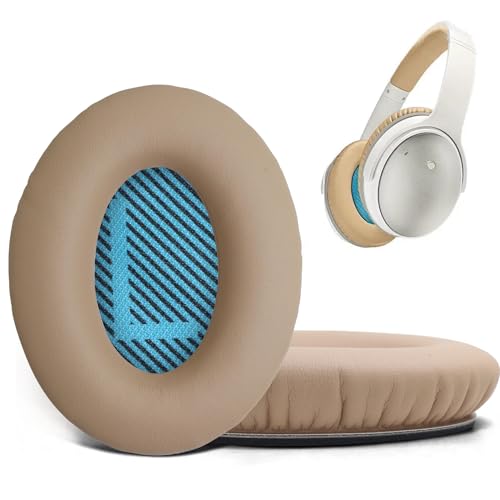 Replacement Ear Pads for Bose QuietComfort 35 35 II 15 25(qc 35 25 15/QC35 ii), Headphone Ear Covers, High Density Memory Cotton, Soft Leather, Adaptive Noise Isolation Headphones Pads Cushions - color: khaki, style: QC35