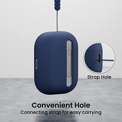 ORNARTO Compatible with AirPods Pro 2 Case 2022, Full Protective Hybrid Silicone for AirPods Pro 2nd Generation Case, Front LED Visible Skin Cover-Navy Blue | Hybrid Silicone Rubber, Front LED Visible, Wireless Charging, Skin-Friendly Soft Touch, Anti-Scr