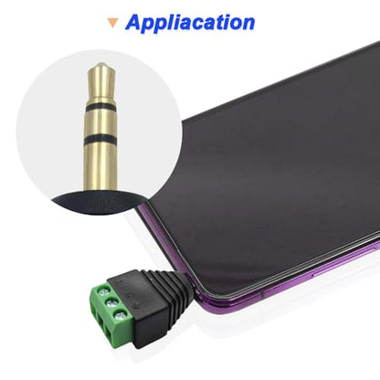 3.5mm Screw Terminal Gold Plated, 1/8" TRS Male to 3 Pin Screw Terminal with 1/8" TRS Female to 3 Pin Screw Terminal, Balun Solderless Converter with Screwdriver - color: 3Pin