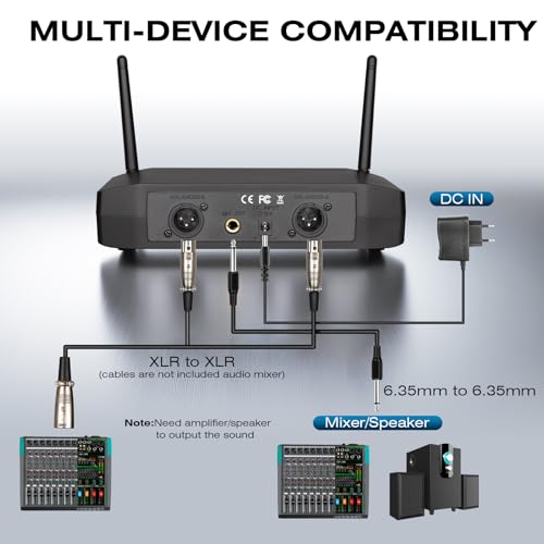 Depusheng Wireless Microphone, Professional 4 Channels Karaoke Handheld System for Home Karaoke, Meeting, Party, Church, DJ, Wedding, Home KTV Set