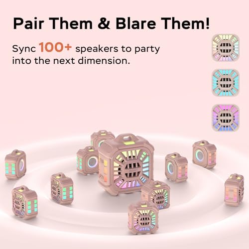 INSMY Shower Speaker IP67 Waterproof Bluetooth Speaker, Portable Small | Multi Sync 100+ Speakers, Big Volume Booming Bass, 24H Playtime,Floatable,RGB Lights for Outdoor Kayak Beach (Pink) - color: Pink
