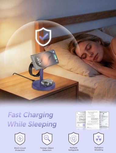 Magnetic Wireless Charger for Samsung, 3 in 1 Super Fast Charging Station Compatible with MagSafe, Phone Charger Stand for Samsung Galaxy S26 Ultra S25 Z Fold/Flip 8, Watch Ultra 8 7 6, Buds 4/3 Pro - color: Cobalt Purple