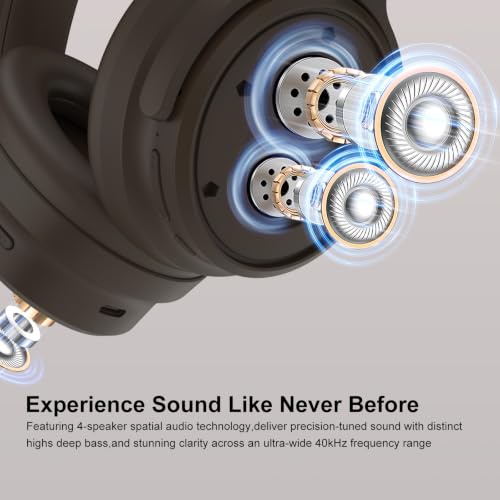 Srhythm NiceComfort 35(2nd Gen)Noise Cancelling Headphones 4-Speakers 40kHz | HD Sound,140 Hours' Ultra-long Playtime for Travel, Bluetooth 6.0, 5 Microphones ENC,Transparency,Spatial Audio,Low Latency - color: Dark-coffee Color