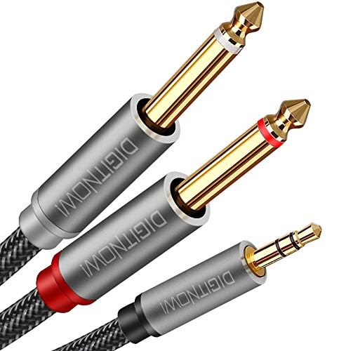 DIGITNOW 3.5mm 1/8" TRS to Dual 6.35mm 1/4" TS Mono Stereo Y-Cable Splitter Cord for Smartphone, Computer, CD Player, Speakers and Home Systems Amplifier, 3.3Ft - size: 3.3ft