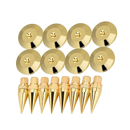 Speaker Spike Pad Kit,8 Pairs 6 X 36 mm Copper Speaker Spike Isolation Stand with Base Pad Feet Mat for Speaker, Amplifier, CD DVD Player, Turntable Recorder,Instrument