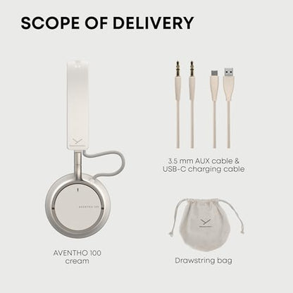 beyerdynamic AVENTHO 100 Premium On Ear Wireless Bluetooth Headphones with Active Noise Cancelling ANC, up to 60 Hours of Playtime, USB-C Charging, Foldable Design, Personalized Sound via App. Cream - color: Cream