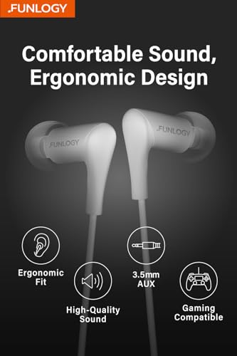 FUNLOGY Wired Earbuds (3.5 mm, White) - color: White