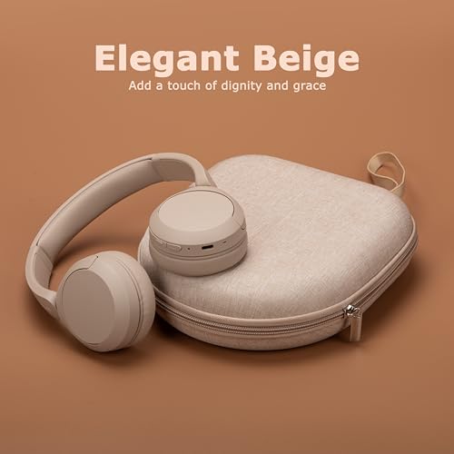 Ginsco Universal Headphone Case Compatible with JBL Tune 510BT 720BT, Sony WH-CH 720N/WH-CH520, with Sony/JBL/Soundcore Life Q20i Q30/BERIBES/TOZO/KVIDIO etc Wireless Headphones Beige - color: Beige