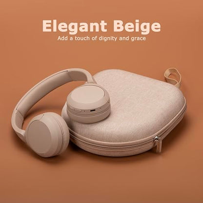 Ginsco Universal Headphone Case Compatible with JBL Tune 510BT 720BT, Sony WH-CH 720N/WH-CH520, with Sony/JBL/Soundcore Life Q20i Q30/BERIBES/TOZO/KVIDIO etc Wireless Headphones Beige - color: Beige