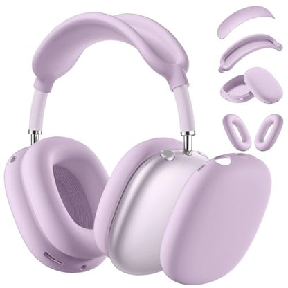 Silicone Case Cover for AirPods Max Headphone, Ear Pad Case Cover/Ear Cups Cover/Headband Cover for AirPod Max, Silicone Apple AirPods Max 2024/2020 Accessories, Purple - color: Lavender