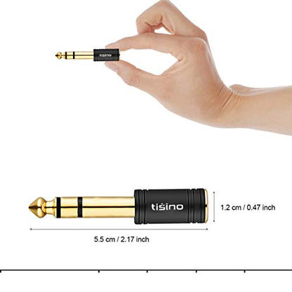 Tisino 3.5mm to 1/4 Stereo Adapter, 1/8 inch Female to 1/4 inch Male Aux Jack Converter Headphone Adapter - Black, 1PCS | 1/8" to 1/4" Headphone Jack Converter for Amp/Mixer/Guitar, Gold-Plated TRS Stereo Aux Adapter Audio Plug - size: Adapter 1 PCS