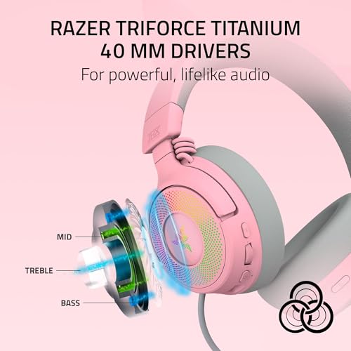 Razer Kraken Kitty V3 Pro Wireless RGB Gaming Headset, Pink - color: Quartz Pink